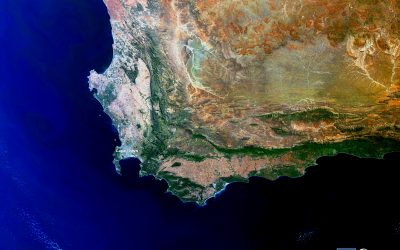 imagem de satélite do cabo da boa esperança e da cidade do cabo na áfrica do sul